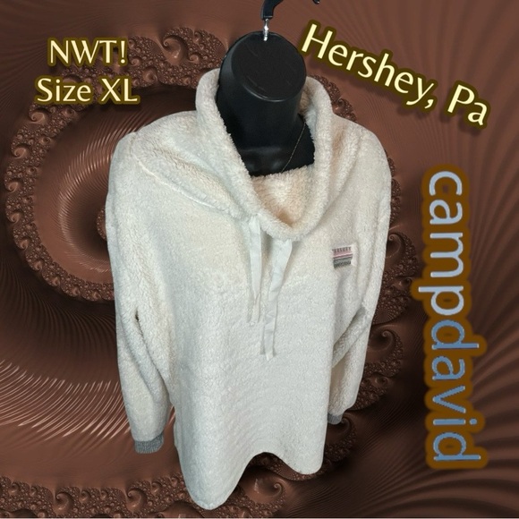 Hershey Pennsylvania NWT campdavid Fluffy Cowl Neck Teddy Bear Fleece Size XL - Picture 1 of 15